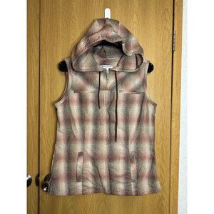 VTG PENDLETON 100% Virgin Wool Plaid Vest Hoodie Academia Streetwear Boho M READ